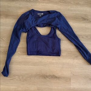 Forever 21 Navy Long Sleeve Crop Top